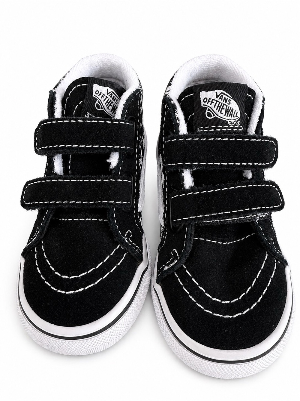 Vans Kids Black & White Velcro Skate Sneakers